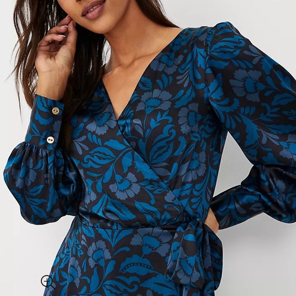 Ann Taylor Floral Silk Wrap Dress Studio Collection - Picture 3 of 8